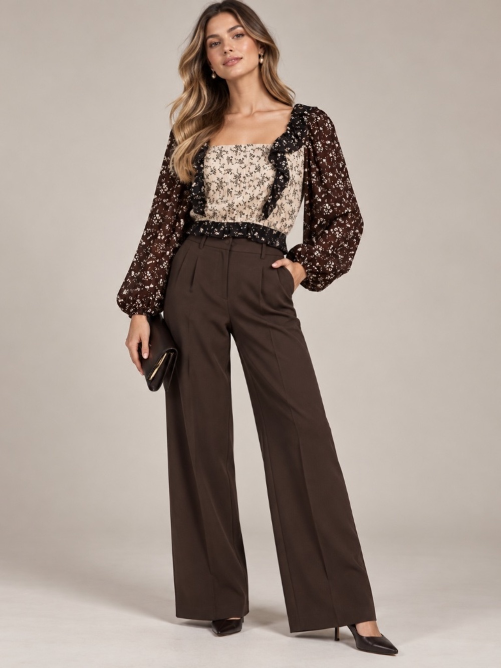 Free The Roses Floral Ruffle Top NWT Large Cottagecore